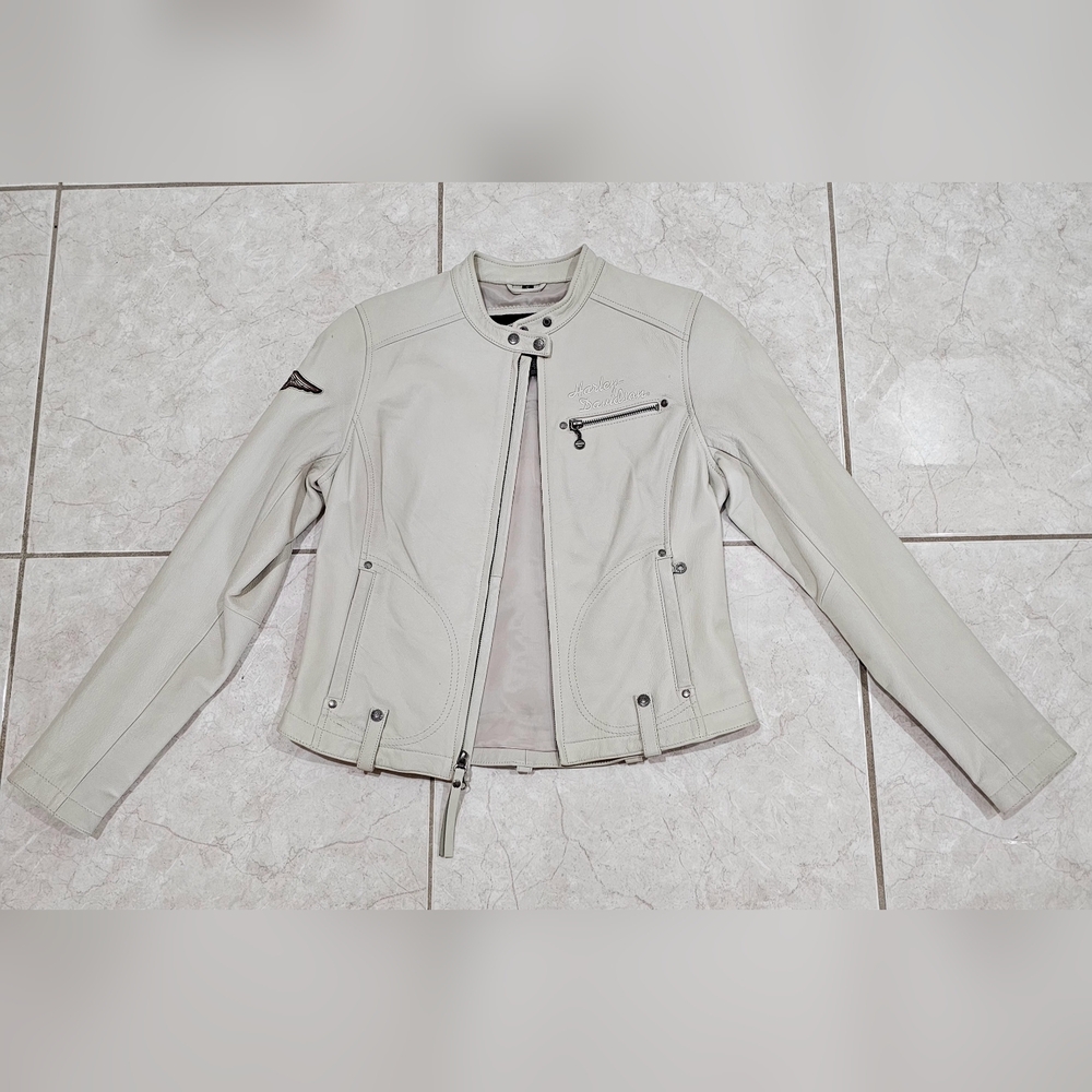 Womens Harley Davidson white leather jacket